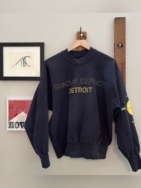 Authentic Kanye West Sunday Service Gold Detroit II Crewneck YEEZY Navy Size M